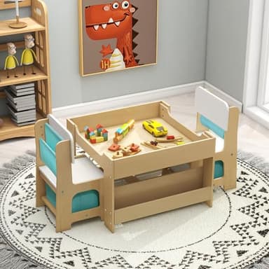 TaoHFE Toddler Table and Chair Set (2 Chairs Included), Toddler Activity Table, 3-Piece Kids Furniture Set for Children Room & Nursery School - Image 7