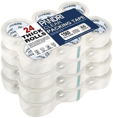 PANDRI Clear Packing Tape, 24 Rolls Heavy Duty Packaging Tape for Shipping Packaging Moving Sealing, 1.88 inches Wide, 65 Yards Per Roll, Total 1560 Yards - Image 1