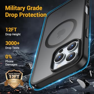 Temdan for iPhone 16 Pro Max Case [Compatible with MagSafe] [Military-Grade Drop Protection] [Anti-Fingerprint] [Anti-Scratch] Slim Silky-Soft Touch Translucent Matte Case 6.9 inch, Black - Image 8