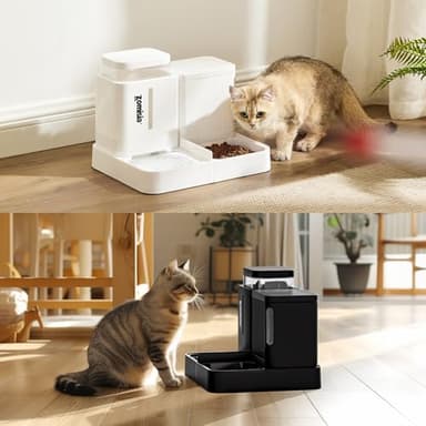 ZOMISIA Gravity Cat Feeder and Water Dispenser, 2 in 1 Cat Self Feeder with 180 Degree Rotatable, 2 Pack Automatic Feeding Large Capacity for Small Medium Dog Puppy Kitten, Black, 0.8 Gallon x 2 - Image 7