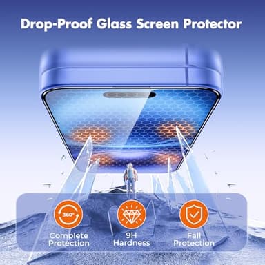 UNBREAKcable 3-Pack Screen Protector for iPhone 16/15, Shatterproof Tempered Glass [Easy Installation Frame] [99.99% HD Clear] [Case Friendly] [9H Hardness] [Full Coverage] for Apple 6.1 inch - Image 4