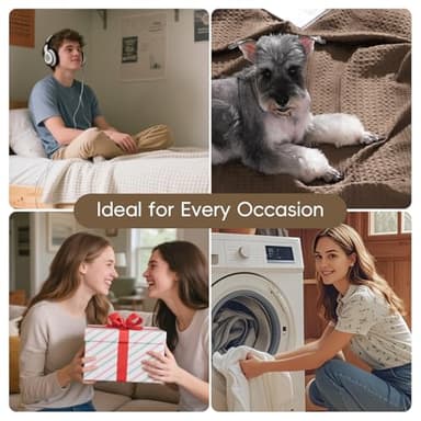 David's Home Cozy Waffle Weave Blanket Twin Size, Ultra Soft Breathable Lightweight Skin-Friendly Throwfor All Seasons, Elegant Room Decor for Couch Bed Sofa Car Travel, Cocoa Brown - Image 5