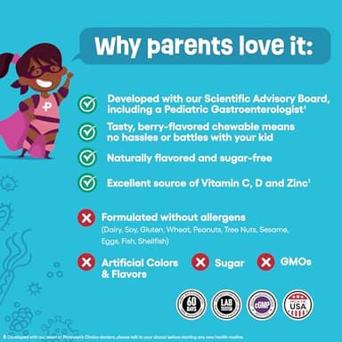 Physician's CHOICE Probiotics for Kids - 7 Diverse Strains, Organic Prebiotics, Vitamins & Minerals - Clinically Studied L. Rhamnosus - Immune & Digestive Support - No Sugar or Artificial Dyes - 60ct - Image 5