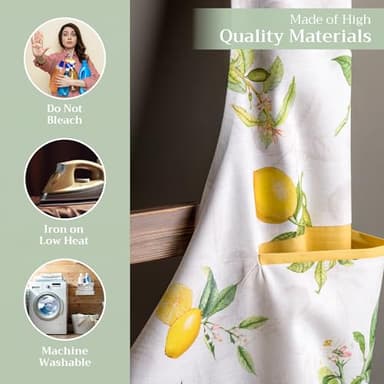 Maison d' Hermine Apron for women with Pocket 100% Cotton 27.50"x31.50" 1 Piece Adjustable Neck Strap & long ties Apron Men, Chef, Wedding, Cooking, Gardening, Server Spring/Summer (Limoncello) - Image 3