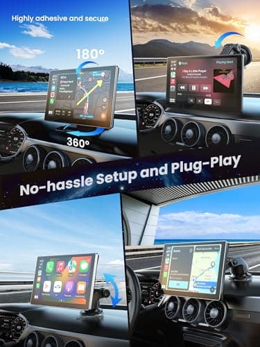 Portable CarPlay Screen for Car, 9'' Wireless Apple CarPlay & Android Auto Screen for Car, 4K Dash Cam, 1080P Backup Camera, GPS Navigation/Bluetooth/FM/Siri Voice Control for All Vehicles - Image 6