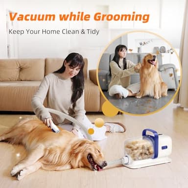 buenkee Dog Grooming Kit with Vacuum, All-in-One Pet Grooming Vacuum for Dogs and Cats, Low Noise Pet Hair Clipper & Shedding Brush, Dog Hair Remover, Cat Pet Groomer Set with Cleaning Brushes, White - Image 6