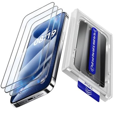 Fonowlo 3 Pack Screen Protector for iPhone 16 Plus[6.7 Inch],iPhone 15 Plus Screen Protector with Auto-Alignment Kit, Auto Dust,9H+ HD Clear Tempered Glass Film,Case Friendly - Image 1