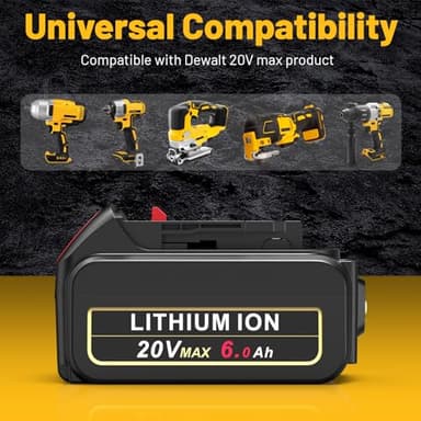 6.0Ah Replacement for Dewalt 20V Max Battery Compatible with Dewalt 20V Battery DCB200 DCB203 DCB204 DCB205 DCB206 N123283 N123282 DCD DCF DCG DCS DCK Series Cordless Power Tools(2 Pack) - Image 7