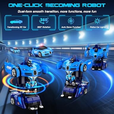 Remote Control Car, One-Click Becoming Robot Transforming Toys Car for Boys, Smooth Deformation, Demo Mode, 360° Rotation, Easy to Use, 2.4GHZ, with LED Lights, RC Cars for Christmas, Kids - Image 3