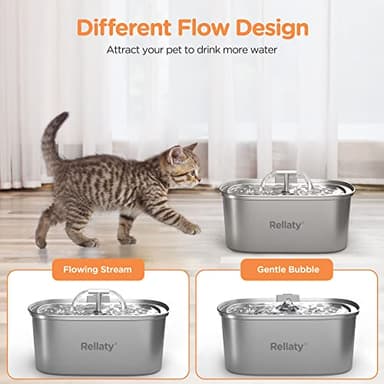 Cat Water Fountain Stainless Steel: 3.2L/108oz Pet Fountain Water Bowl Dog Drinking Dispenser Cat Feeding & Watering Supplies Animal Metal Kitty Spout for Cats Inside with 4 Replacement Filters - Image 6