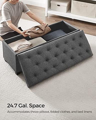SONGMICS Storage Ottoman Bench, Foot Rest with Legs, 15.7 x 43.3 x 15.7 Inches, End of Bed Bench, Storage Chest, Load up to 660 lb, for Living Room, Bedroom, Entryway, Dark Gray ULSF088G01 - Image 9