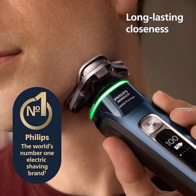 Philips Norelco Shaver i9000 Prestige, Wet & Dry Electric Shaver, Mystic Aqua, SenseIQ Technology, Triple Lift & Cut System, 360 Rotating Dual SteelPrecision Blades, Nose Trimmer, XP9201/88 - Image 2