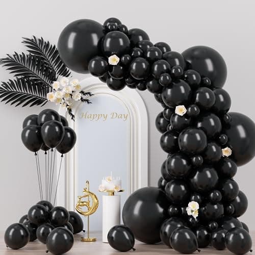 Voircoloria 130pcs Black Balloons Different Sizes 18" 12" 10" 5" Party Latex Balloons for Birthday Graduation Baby Shower Anniversary New Year Holiday Party Decorations - Image 1
