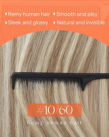 Sunny Hair Clip in Hair Extensions Straight Human Hair Clip in Extensions Remy Clip in Hair Extensions Real Human Hair Extensions Clip ins Light Brown Highlights Blonde 16inch #10/60 - Image 3