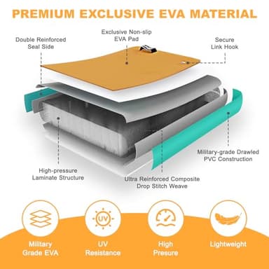 FBSPORT Inflatable Floating Dock, 10ft Inflatable Swim Platform Dock for Lake, Inflatable Water Floating Dock Mat with Non-Slip EVA Surface, Floating Island for Pool Beach Ocean 10x6.5x0.5ft,WoodGrain - Image 3