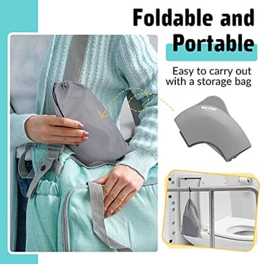 Travel Potty Seat for Toddler & Kid, Maliton Portable Potty Seat with Storage Bag, Foldable Potty for Toddler Travel, Non-Slip Potty Training Toilet Seat Cover with Splash Guard (Grey) - Image 6