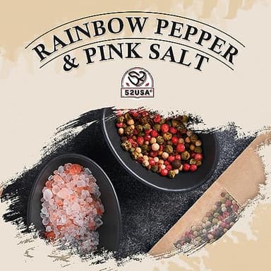 52USA Rainbow Peppercorn Blend 12oz + Himalayan Pink Salt Coarse 2 lb (Pack of 2), Kosher, Packed to Keep Pepper Fresh, Salt and Peppercorns for Grinder Refill - Image 3