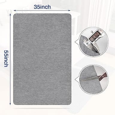 Corduroy Office Chair Mat for Hardwood Floor, 55"x35" Desk Chair Rug for Rolling Chair, Large Anti-Slip Backing Low-Pile Rug Floor Mat for Office/Home Light Grey - Image 5