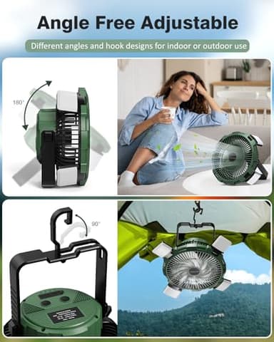 Camping Fan with LED Lantern, 8000mAh Rechargeable Battery Powered Tent Fan for Camping Hanging, Camping Outdoor Fan with Remote, 4 Speed Camping Fan for Tents,Travel,Home,Fishing,Sleep,Emergency - Image 5
