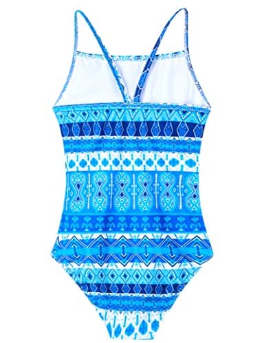 Bathing Suits for Girls Size 3t 4t Toddler Swimsuit Plaid Blue 3D Printed Classic One Piece Swimwear - Image 2