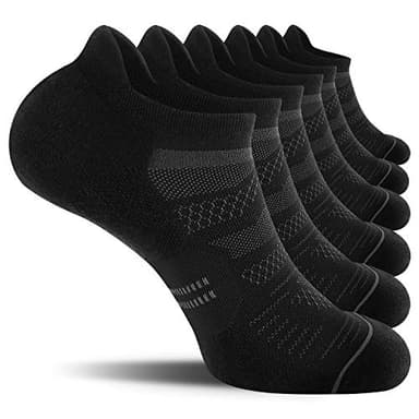 CelerSport 6 Pack Men's Running Ankle Socks with Cushion, Low Cut Athletic Sport Tab Socks, Black, Shoe Size: 9-12 - Image 1
