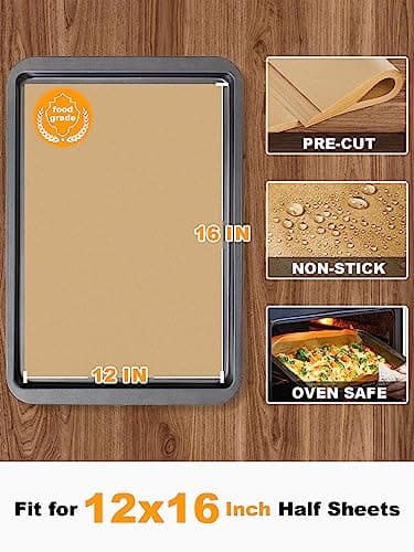 SMARTAKE 200 Pcs Parchment Paper Baking Sheets, 12x16 Inches Non-Stick Precut Baking Parchment, for Baking Grilling Steaming Bread Cup Cake Cookie and More (Unbleached) - Image 3