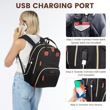 LOVEVOOK Laptop Backpack for Women, Unisex Travel Anti-theft Bag, Business Work Computer Backpacks Purse College Backpack for Men, Casual Hiking Daypack with Lock, 15.6 Inch, Black - Image 6