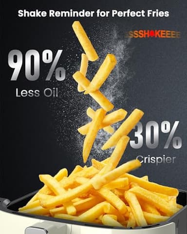 Nuwave Brio Plus Air Fryer 8 Qt, New & Improved, PFAS-FREE, 7 Digital One-Touch Cook Functions that AIR FRY, BAKE, ROAST, DEHYDRATE, TOAST, REHEAT, PREHEAT, 150 Presets, 50°F~400°F (Cream) - Image 4