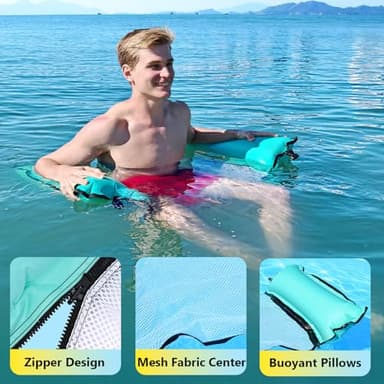 Sunrio 2025 Upgrade 114''*72'' Giant Inflatable Floating Mat-Pool Float Lake Floats for Adults with Pool Hammock Pool Mats for Floating Swimming Pool Beach Lake for Summer Water Party - Image 4