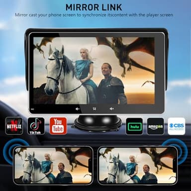 Apple Carplay Screen for Car, 7" Wireless Carplay & Android Auto Car Stereo, Portable Touchscreen with Mirror Link/GPS Navigation/AUX/Voice Control/Bluetooth for All Vehicles - Image 3