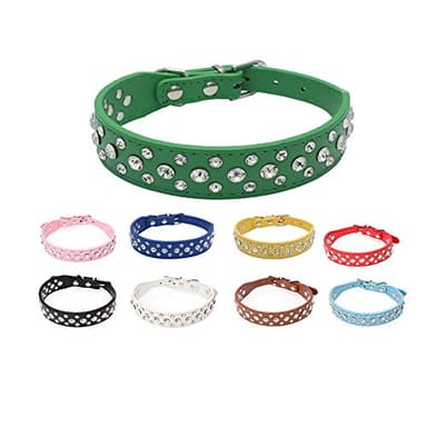 Dogs Kingdom 12"-20" Length Personalized Rhinestone Leather Bling Crystal Pet Dog Cat Collars for Small Medium Breeds Black S - Image 7