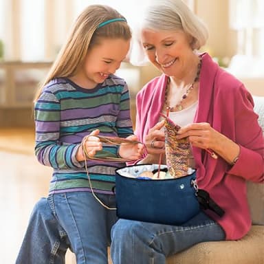 Crochet Yarn Knitting Bag, Yarn Holder Storage Organizer 13"inch Portable Breathable Travel Yarn Bag for Girls,Mother Gift for her(No Accessories Included), Blue - Image 8