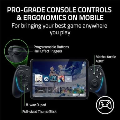 Razer Kishi Ultra Gaming Controller for Android, iPhone 15 & 16 Series, iPad Mini A17 Pro & 6 (USB C): Pro Controls - Ergonomic Grip - Stream PC, Xbox, PS5 Games on Mobile, Phone, Tablet - Chroma RGB - Image 4