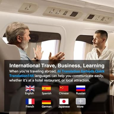 Ai Languages Translation Earbuds,Real Time Translator Earphones Support (French, Spanish, German etc.) 144 Languages & Accents with App Instant Voice Translator for Travel, Learn,Business.Black - Image 3