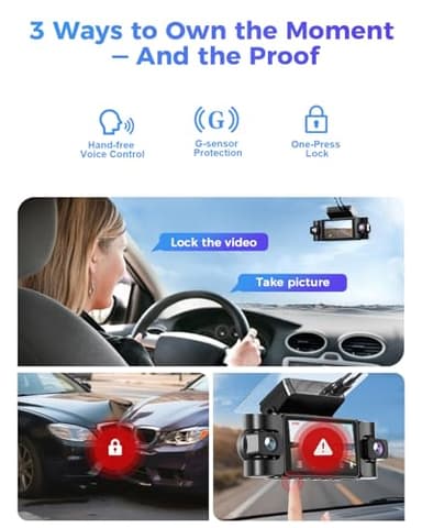 FREEXAR 4K 360° Dash Cam, 4-Channel Dash Camera for Cars, Full Coverage Front Rear Left Right Inside with GPS, 5.8GHz Wi-Fi & App, Night Vision, Voice Control, 24H Parking Mode, 128GB Card Included - Image 6