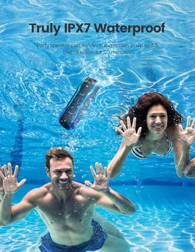 Portable Bluetooth Speaker, IPX7 Waterproof Wireless Speakers with Colorful Flashing Lights, 25W Super Bass 24H Playtime, 100ft Range, TWS Pairing for Outdoor, Home, Party, Beach, Birthday Gift - Image 3