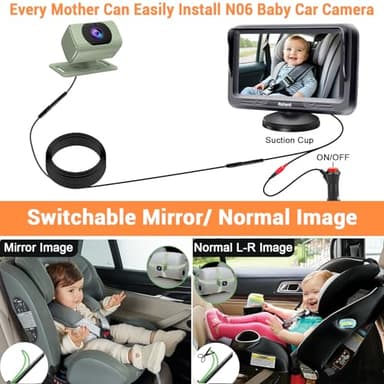 Rohent Carseat Camera Rear Facing Infant - 1080P HD, 360° Adjustable, Night Vision, 150° Wide-Angle Lens, Easy Installation, Perfect for Baby Boys Aged 0-5, Ideal for Parents - Image 4