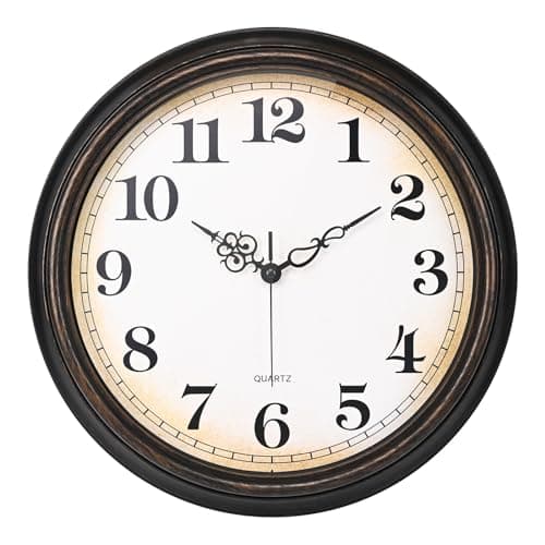 Yoiolclc Large Wall Clock 16 Inch Silent Non-Ticking Vintage Wall Clocks Battery Operated for Living Room Office School (Bronze) - Image 1