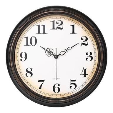 Yoiolclc Large Wall Clock 16 Inch Silent Non-Ticking Vintage Wall Clocks Battery Operated for Living Room Office School (Bronze) - Image 1