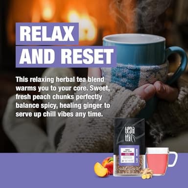 Tiesta Tea - Ginger Sweet Peach, Spicy Peach Herbal Tea, Tranquility Blend, Loose Leaf, Non-Caffeinated Hibiscus & Cane Sugar, Brews Up to 200 Cups, 16oz Bulk Pouch - Image 3