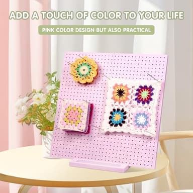 Pink Color 15.4" Foldable Crochet Blocking Board, Upgrade Foldable Large Blocking Board Crocheting with 30 Pcs Pins, Granny Square Blocking Boards, Wooden Knitting Blocking Board for Blocking Crochet - Image 3