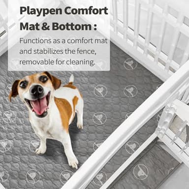 PJYuCien Dog Playpen Bottom Pad Fits for 36 Inch 4 Panels Exercise Pet Pen, Using as a Fence Stabilization and Puppy Pen Mat, Hoop and Loop Design, Grey (Playpen Not Included) - Image 5