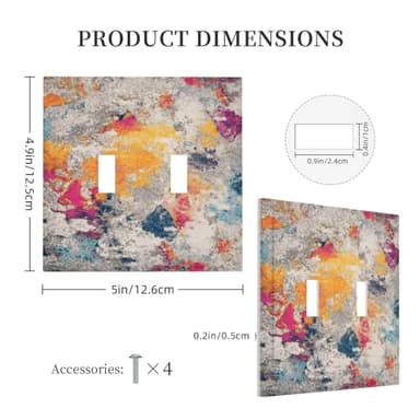 Xuejiaku Light Switch Cover Modern Abstract Colorful 2 Gang Wall Plate Double Light Switch Plate Toggle Decorative Outlet Covers Electrical Switchplate for Bathroom Bedroom Home Decor - Image 2