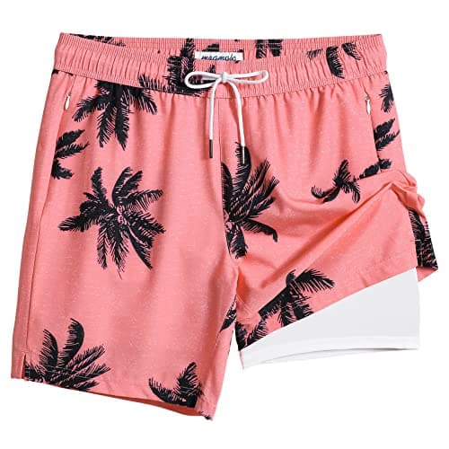 maamgic Swim Trunks Men 2 in 1 Mens Bathing Suit 7 Inch Quick Dry Mens Swimming Trunks with Zipper Pockets - Image 1