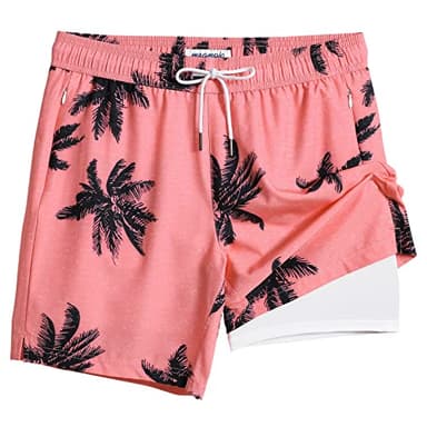 maamgic Swim Trunks Men 2 in 1 Mens Bathing Suit 7 Inch Quick Dry Mens Swimming Trunks with Zipper Pockets - Image 1