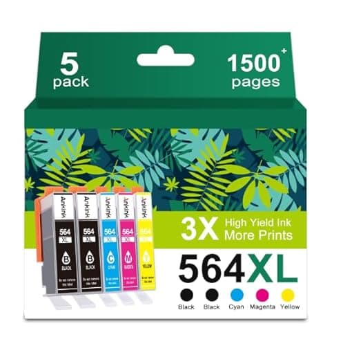 564XL 564 Ink Cartridge Black Color Combo Compatible for HP printers 7520 5520 6520 6510 5510 6525 7525 7510 7515 5515 4620 4622 3520 b210 Replacement for HP564XL 564 XL Ink(2BK/1C/1M/1Y, 5-pack) - Image 1