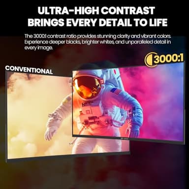 CRUA 32" Curved Gaming Monitor, 2K QHD 2560x1440P, 144Hz/165Hz Computer Monitors, 120% sRGB, FreeSync, Low Blue Light, 1800R VA Screen, HDMI 1.4/DP 1.2, Wall Mountable - Black - Image 7
