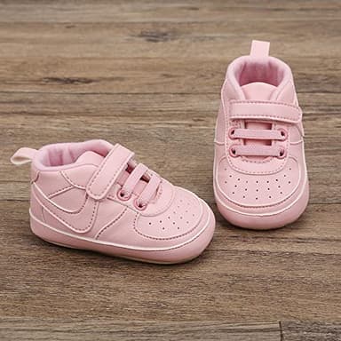 Clowora Unsex Baby Shoes Boys Girls Infant Sneakers Non-Slip Soft Rubber Sole Toddler Crib First Walker Lightweight Shoes (A02/Pink,3-6 Months) - Image 3