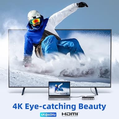 MOKiN Laptop Docking Station,16 in 1 Dock Triple Monitor,USB C Docking Station with 3 HDMI,PD 100W, USB 3.1/3.0/2.0,RJ 45 Ethernet,SD/TF,Audio for Dell/HP/Lenovo,Matte Black - Image 5