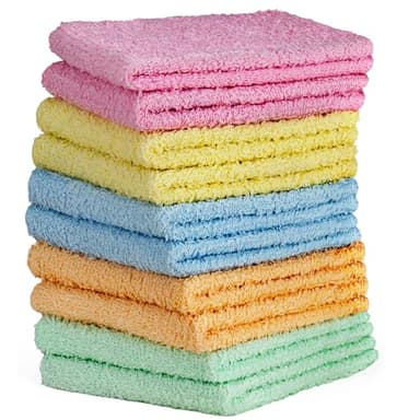 DecorRack 10 Pack 100% Cotton Wash Cloth, Luxurious Soft, 12 x 12 inch Ultra Absorbent, Machine Washable Washcloths, Assorted Colors (10 Pack) - Image 8